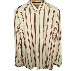 Tommy Bahama 100% Silk Cream and Red Striped Men's Shirt
